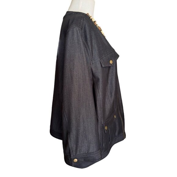 Ruby Rd Woman Black Round Neck Long Sleeve Full Zip Jacket Women's Sz 20W - Picture 6 of 16